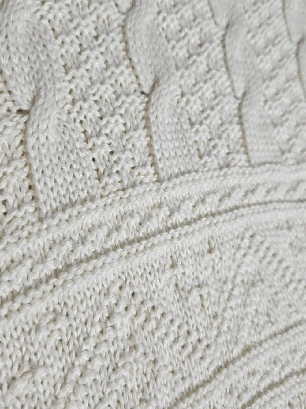 Lauren Ralph Lauren Women's XL Cable Knit Sweater Cream Linen/Cotton Roll Neck